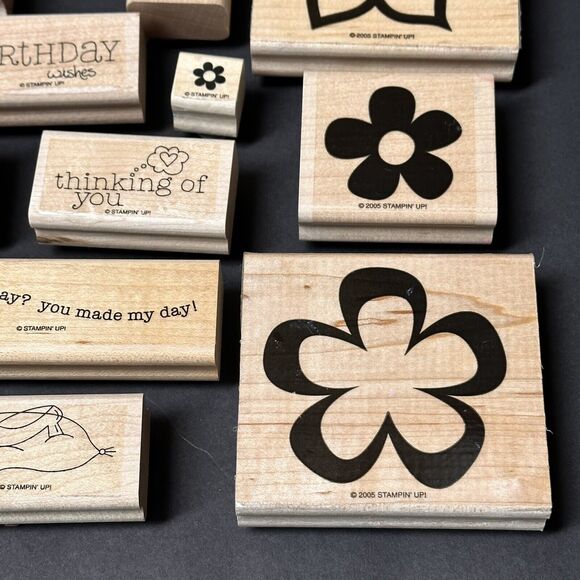 Lot of 23 Stampin UP Wood Stamp Stamps Mounted Rubber Mixed Themes Occasions - Picture 7 of 13